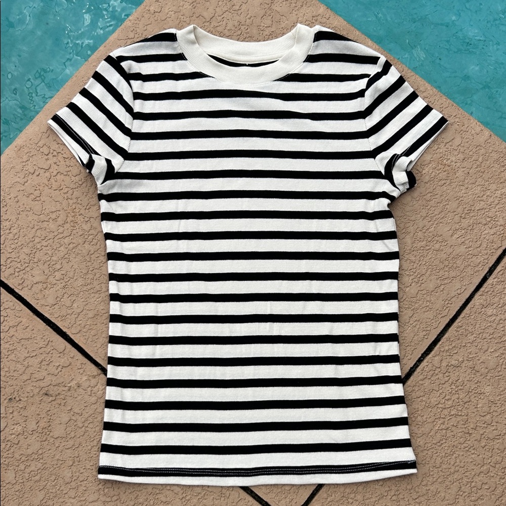 a new day Striped Ribbed Tee